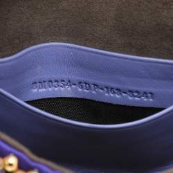 Pre Owned Fendi Purple/Gold Satin Crystal Studded Fur Micro Baguette Bag