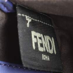 Pre Owned Fendi Purple/Gold Satin Crystal Studded Fur Micro Baguette Bag