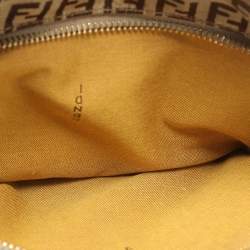 Fendi Yellow/Brown Zucchino Canvas and Leather Small Chef Pocket Shoulder Bag