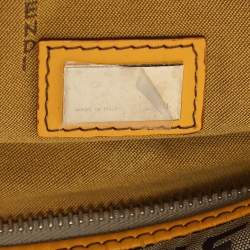 Fendi Yellow/Brown Zucchino Canvas and Leather Small Chef Pocket Shoulder Bag
