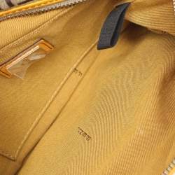 Fendi Yellow/Brown Zucchino Canvas and Leather Small Chef Pocket Shoulder Bag