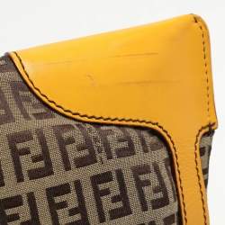 Fendi Yellow/Brown Zucchino Canvas and Leather Small Chef Pocket Shoulder Bag