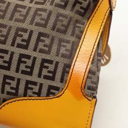 Fendi Yellow/Brown Zucchino Canvas and Leather Small Chef Pocket Shoulder Bag