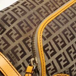 Fendi Yellow/Brown Zucchino Canvas and Leather Small Chef Pocket Shoulder Bag