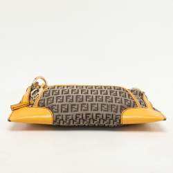 Fendi Yellow/Brown Zucchino Canvas and Leather Small Chef Pocket Shoulder Bag
