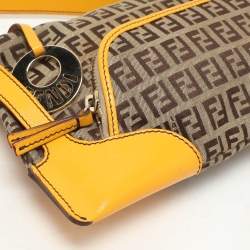 Fendi Yellow/Brown Zucchino Canvas and Leather Small Chef Pocket Shoulder Bag