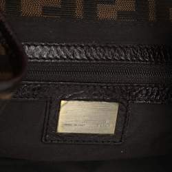 Fendi Brown Zucca Canvas and Leather Double Buckle Hobo 