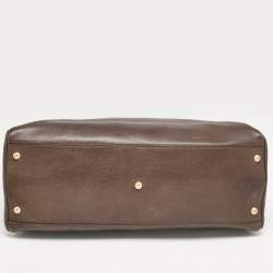 Fendi Dark Brown Leather Large Peekaboo Top Handle Bag