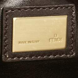 Fendi Dark Brown Leather Large Peekaboo Top Handle Bag
