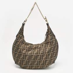 Pre Owned Fendi Tobacco Zucca Canvas Chef Chain Hobo