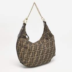 Pre Owned Fendi Tobacco Zucca Canvas Chef Chain Hobo