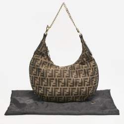 Pre Owned Fendi Tobacco Zucca Canvas Chef Chain Hobo