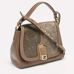 Pre Owned Fendi Tricolor Leather and Calf Hair Anna Shoulder Bag