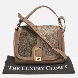 Pre Owned Fendi Tricolor Leather and Calf Hair Anna Shoulder Bag