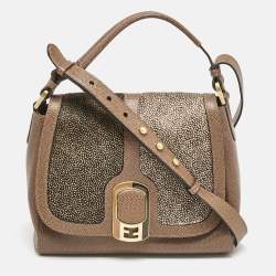 Pre Owned Fendi Tricolor Leather and Calf Hair Anna Shoulder Bag