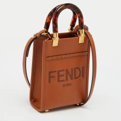 Pre Owned Fendi Brown Leather Sunshine Mini Tote
