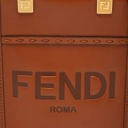 Pre Owned Fendi Brown Leather Sunshine Mini Tote