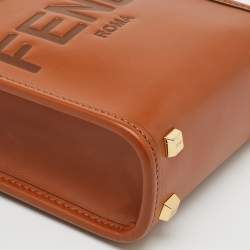 Pre Owned Fendi Brown Leather Sunshine Mini Tote