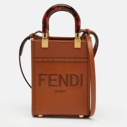 Fendi Brown Leather Sunshine Mini Tote