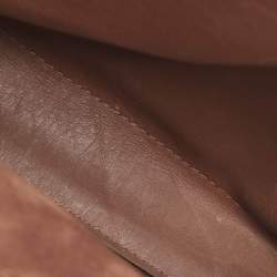 Pre Owned Fendi Brown Leather Medium Whipstitched Peekaboo Top Handle Bag