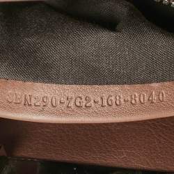 Pre Owned Fendi Brown Leather Medium Whipstitched Peekaboo Top Handle Bag