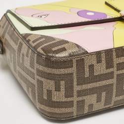 Fendi Multicolor Zucca Coated Canvas and Leather Inlay Baguette Bag