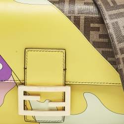 Fendi Multicolor Zucca Coated Canvas and Leather Inlay Baguette Bag