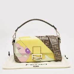 Fendi Multicolor Zucca Coated Canvas and Leather Inlay Baguette Bag
