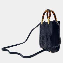 Pre Owned Fendi Black Leather Sunshine Mini Crossbody Bag