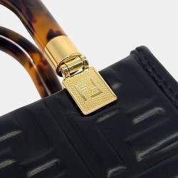 Pre Owned Fendi Black Leather Sunshine Mini Crossbody Bag