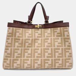 Fendi Beige Brown Fabric Peekaboo X Medium bag