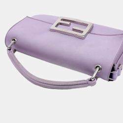 Pre Owned Fendi Purple Satin Baquette Phone Pouch Bag