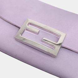 Pre Owned Fendi Purple Satin Baquette Phone Pouch Bag