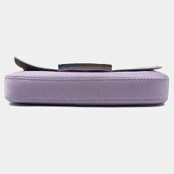 Pre Owned Fendi Purple Satin Baquette Phone Pouch Bag