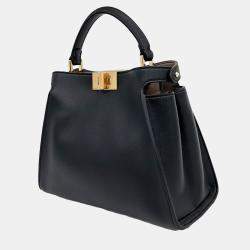 Pre Owned Fendi Black Leather Peekaboo Essentially Mini bag
