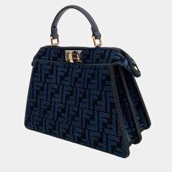 Pre Owned Fendi Navy Blue Fabric Peekaboo I SEE U Small bag