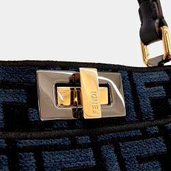 Pre Owned Fendi Navy Blue Fabric Peekaboo I SEE U Small bag
