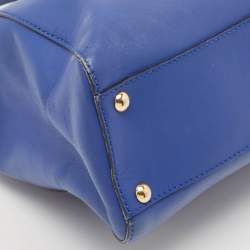Fendi Blue Leather Regular Peekaboo Top Handle Bag