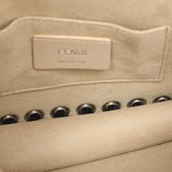 Fendi Black Velvet and Leather Small Kan I Logo Embellished Top Handle Bag