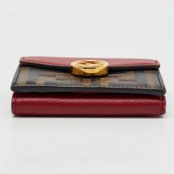 Fendi Brown/Red Zucca Leather F is Fendi Trifold Wallet