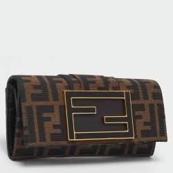 Fendi Tobacco Zucca Canvas FF Logo Continental Wallet