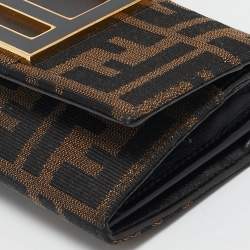 Fendi Tobacco Zucca Canvas FF Logo Continental Wallet