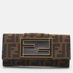 Fendi Tobacco Zucca Canvas FF Logo Continental Wallet