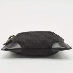 Fendi Black Zucchino Fabric and Leather Small Chef Pocket Shoulder Bag