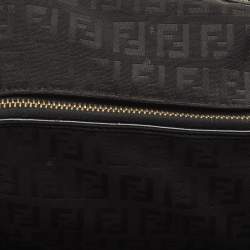 Fendi Black Zucchino Fabric and Leather Small Chef Pocket Shoulder Bag