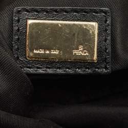 Fendi Black Zucchino Fabric and Leather Small Chef Pocket Shoulder Bag