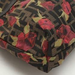 Fendi Brown Zucca Floral Print Canvas and Leather Chef Shoulder Bag