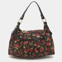 Fendi Brown Zucca Floral Print Canvas and Leather Chef Shoulder Bag