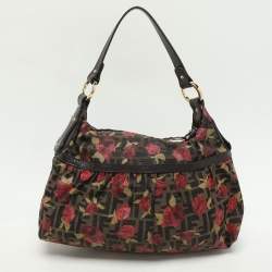 Fendi Brown Zucca Floral Print Canvas and Leather Chef Shoulder Bag