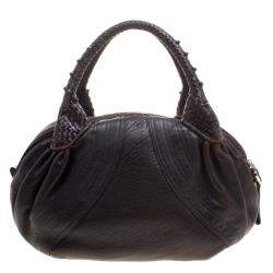 Pre Owned حقيبة فندي سباي كبيرة جلد بنية داكنة